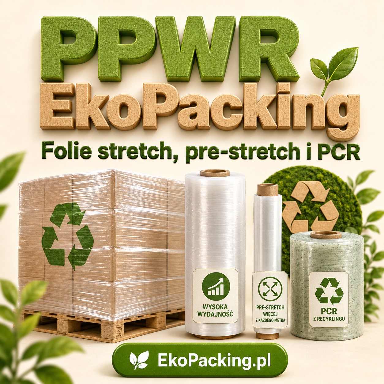 PPWR EkoPacking Folia stretch, folia pre-stretch i folia stretch PCR